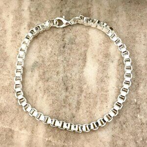 925 Sterling Silver Box Chain Bracelet 4 mm Box Link Bracelet